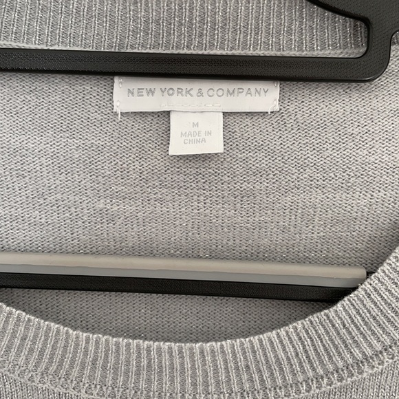 Silver/Grey New York & Company Light Mid Sleeve Sweater - Picture 3 of 6